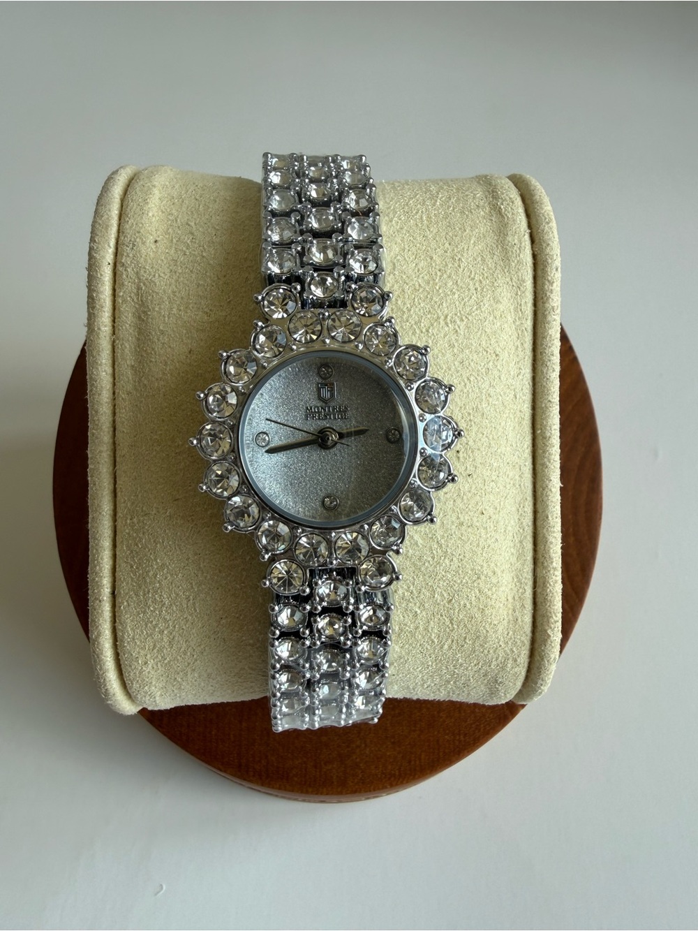 Montres Prestige Crystal Statement Watch – Silver Glam Jewelry Style